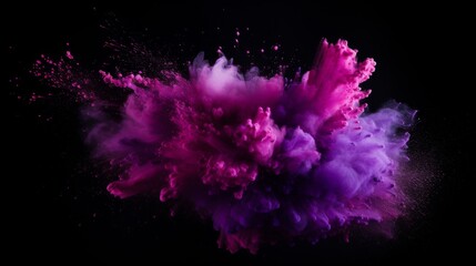 Purple dust explosion on black background	