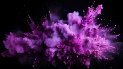 Purple dust explosion on black background	