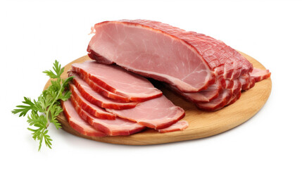 Obraz premium ​​Ham on a cutting wooden board