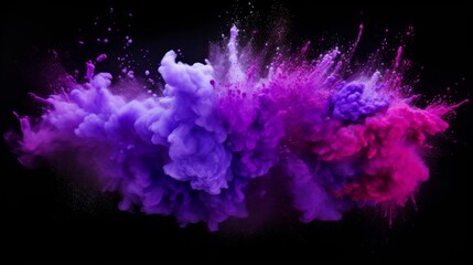 Purple dust explosion on black background	