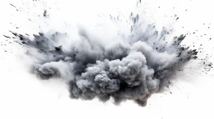 Gray dust explosion on white background	