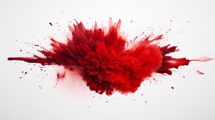 Red dust explosion on white background	