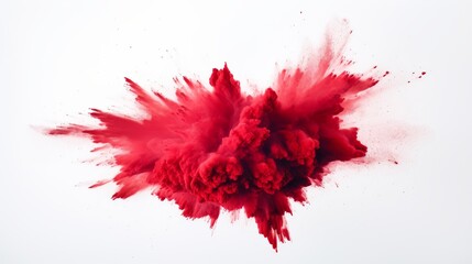 Red dust explosion on white background	