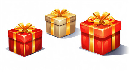 Obraz premium Set of Red and Gold Gift Boxes