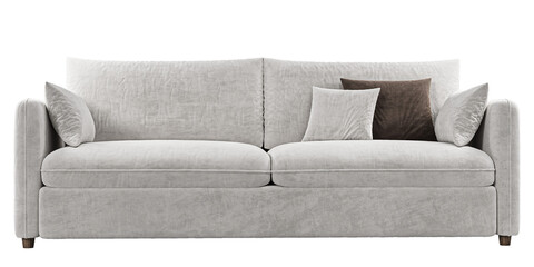 Modern and luxury white sofa with pillows  isolated on white background. Furniture Collection. 3D...
