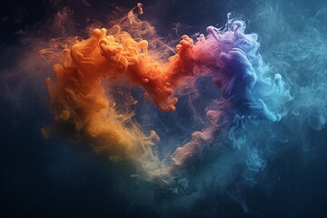 Fototapeta na wymiar Colorful Smoke Heart: A Tribute to Love and Creativity in the Month of February Generative AI