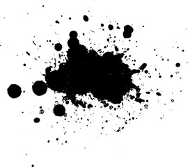 black watercolor dropped splatter splash on white background