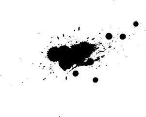 black ink splash splatter grunge graphic on white background