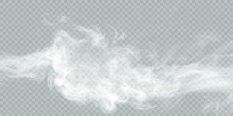 Fog or smoke isolated on transparent background with special overlay effect. White vector smoke, cloudiness, fog or smog background. special overlay effect Vector