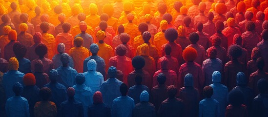 Fototapeta premium Colorful Crowd of Diverse Individuals in a Vibrant Setting Generative AI