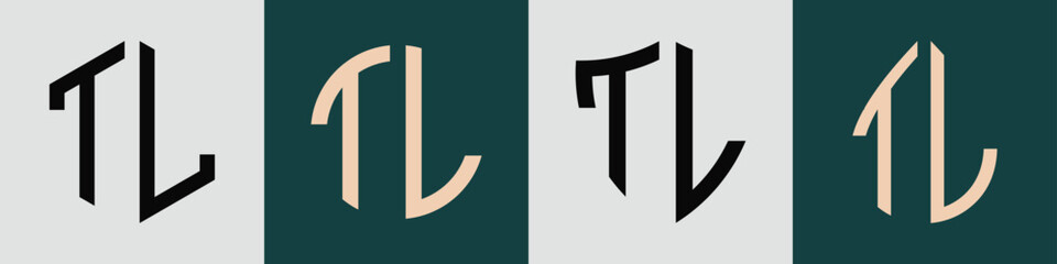 Creative simple Initial Letters TL Logo Designs Bundle. - obrazy, fototapety, plakaty