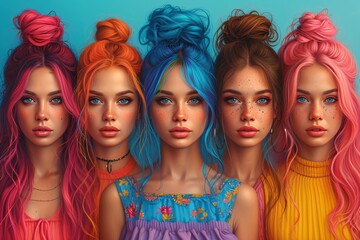 Colorful Hairdos: A Monthly Celebration of Trendy Hairstyles Generative AI
