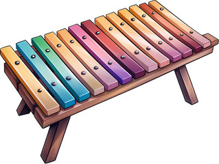 Xylophone children’s toy is painted with isolate 