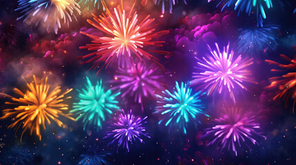 Fototapeta premium Colorful Fireworks in Night Sky