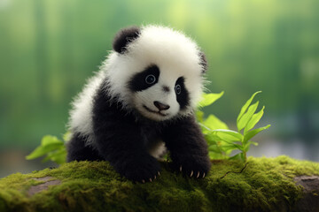 Fototapeta premium Cute baby giant panda.