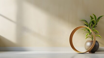 Yoga ring, Modern Vase with Green Plant