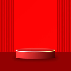 red podium luxury podium square social media banner instagram red background and gold