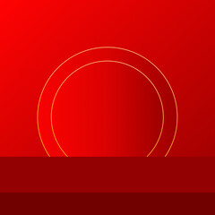 red podium luxury podium square social media banner instagram red background and gold