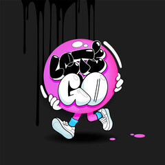 Let's go bubble gum cartoon pink character for kids design 