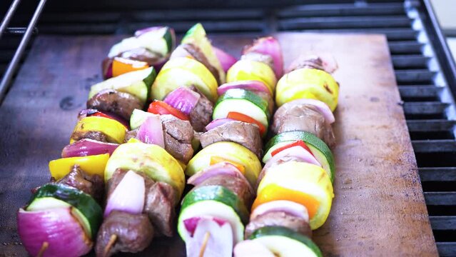 Sumptuous Skewers Cooking on a Weber Barbecue Grill