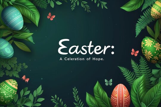 Easter  illustration minimalism copy space Easter background text "Easter: A Celebration of Hope."