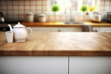 Fototapeta na wymiar Tea Pot and Cup on Kitchen Counter