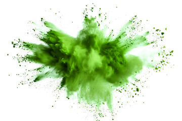 green powder isolated on white with green splash  - obrazy, fototapety, plakaty
