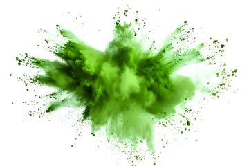 Foto op Plexiglas green powder isolated on white with green splash  © Lin_Studio