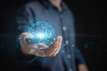 Digital transformation Hand touching the Metaverse Universe, A Conceptual Shift in Digital Transformation for Next-Generation Technology.