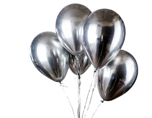 Silberne Luftballons isoliert auf weißen Hintergrund, Freisteller
