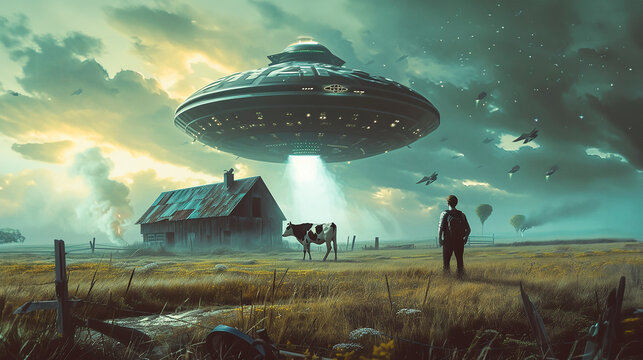Encuentros Cercanos: OVNI Abduciendo una Vaca en un Campo
