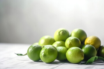 Ripe limes on table