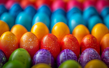 Fototapeta na wymiar Colorful Eggs Stacked in a Group