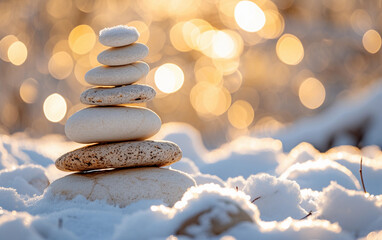 Pile of Rocks on Snow-Covered Ground