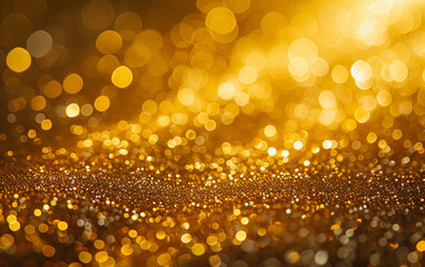 Close-Up of Gold Glitter on a Black Background