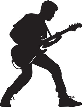recommend clip art: silhouette of man with electric guitar vector illustration
