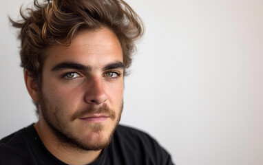 Obraz premium Close-Up Portrait of Person Wearing Black Shirt