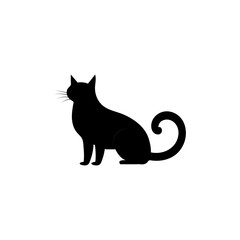 Black silhouette of a cat. Puss or cat silhouette. Feline care. Vector