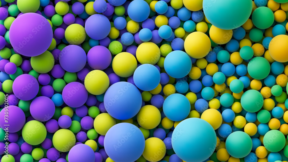 Aufkleber vector background with many colored big and small matte soft random spheres. colorful balls backgrou