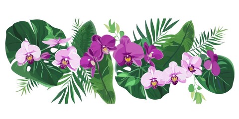 A bunch of purple flowers and green leaves.
