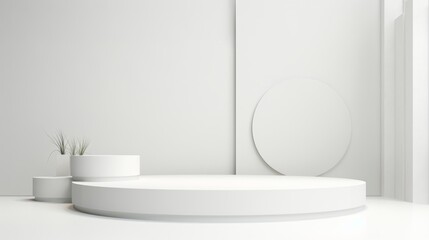 White podium and background for product presentation