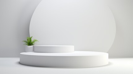 Podium and white background for product presentation