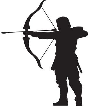 black archer silhouette aiming bow