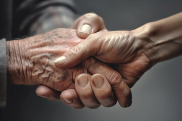 old hands and young hands intertwined