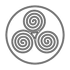 Triskele Symbol. The Triskelion Vector Illustration. Ancient Irish Celtic symbol. Karma symbol.