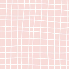 Vector hand drawn cute checkered pattern. Plaid geometrical simple texture. Crossing lines. Abstract cute delicate pattern ideal for fabric, textile, wallpaper.