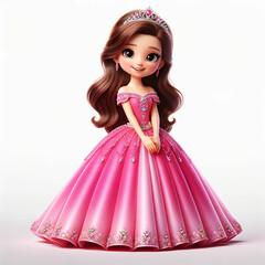 3D cartoon princess. Princess in a dress with a crown