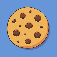 Chocolate chip cookie vector illustration. Cookies with chocolate crisps, drops. Cartoon hand drawn style. Isolated element. Traditional bakery or dessert. Illustration for cafe menu, restaurant. 