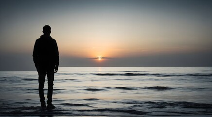 silhouette of a person in the beach