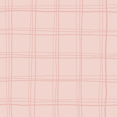 Fototapeta premium beige, pink, red, pale background with brush texture effect, weave plaid style fine broken lines. Irregular check repeat pattern. Square diagonal shape, grunge noise texture, distortion.
